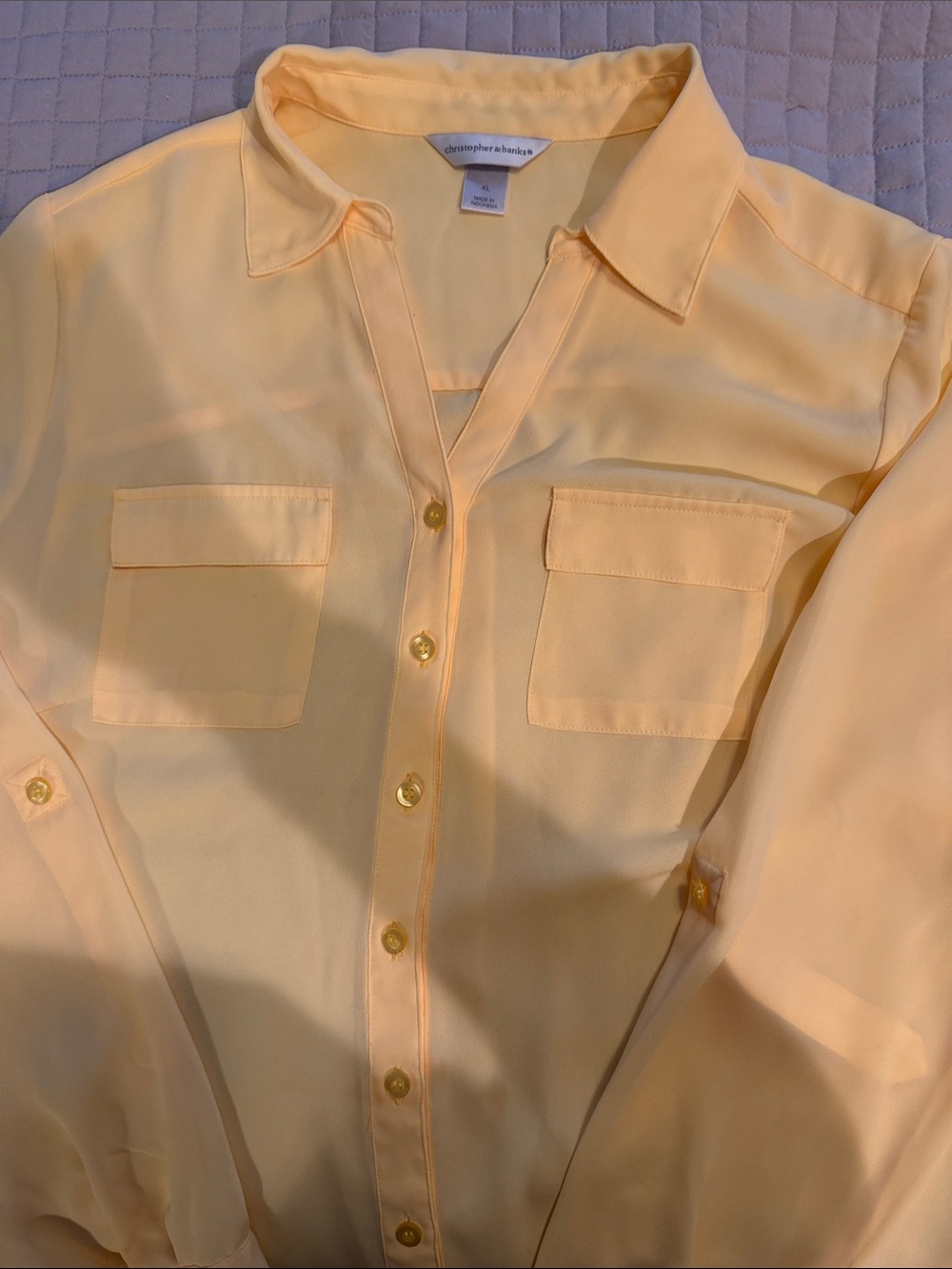 Christopher & Banks Pale Yellow Women’s Button-Down Shirt